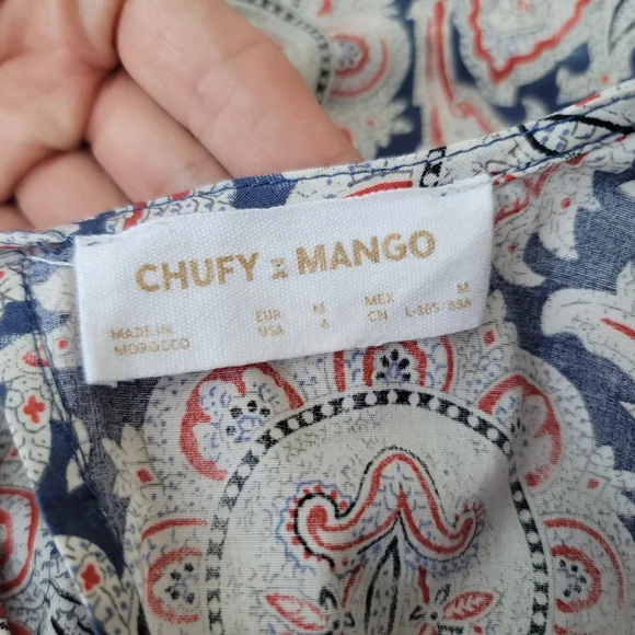 Chufy X MANGO Paisley Printed Tiered Maxi Dress Size 6 Color White Paisley - Picture 16 of 16